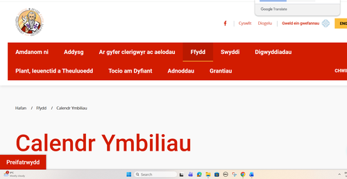 Screenshot - Calendr Ymbiliau