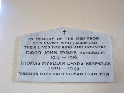 Thomas Myrddin Evans Plaque