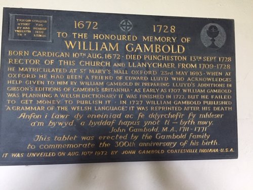 William Gambold plaque