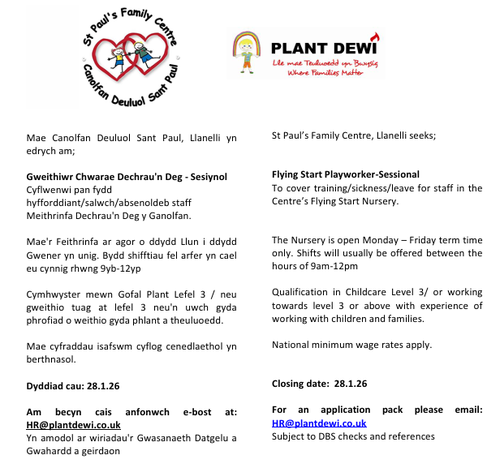Plant Dewi Vacancy - St Paul's Family Centre